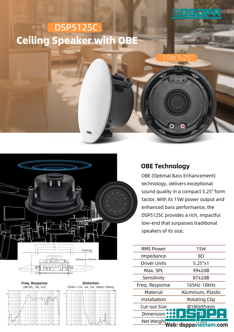 Loa âm trần 8Ω công suất 15W DSP5125C tăng cường BASS Loa âm trần 8Ω công suất 15W DSP5125C tăng cường BASS.jpg